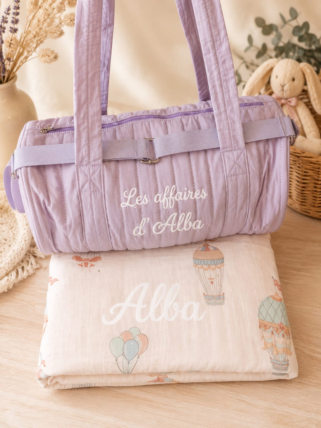 Kit sieste maternelle personnalisé - Couverture & Sac de transport