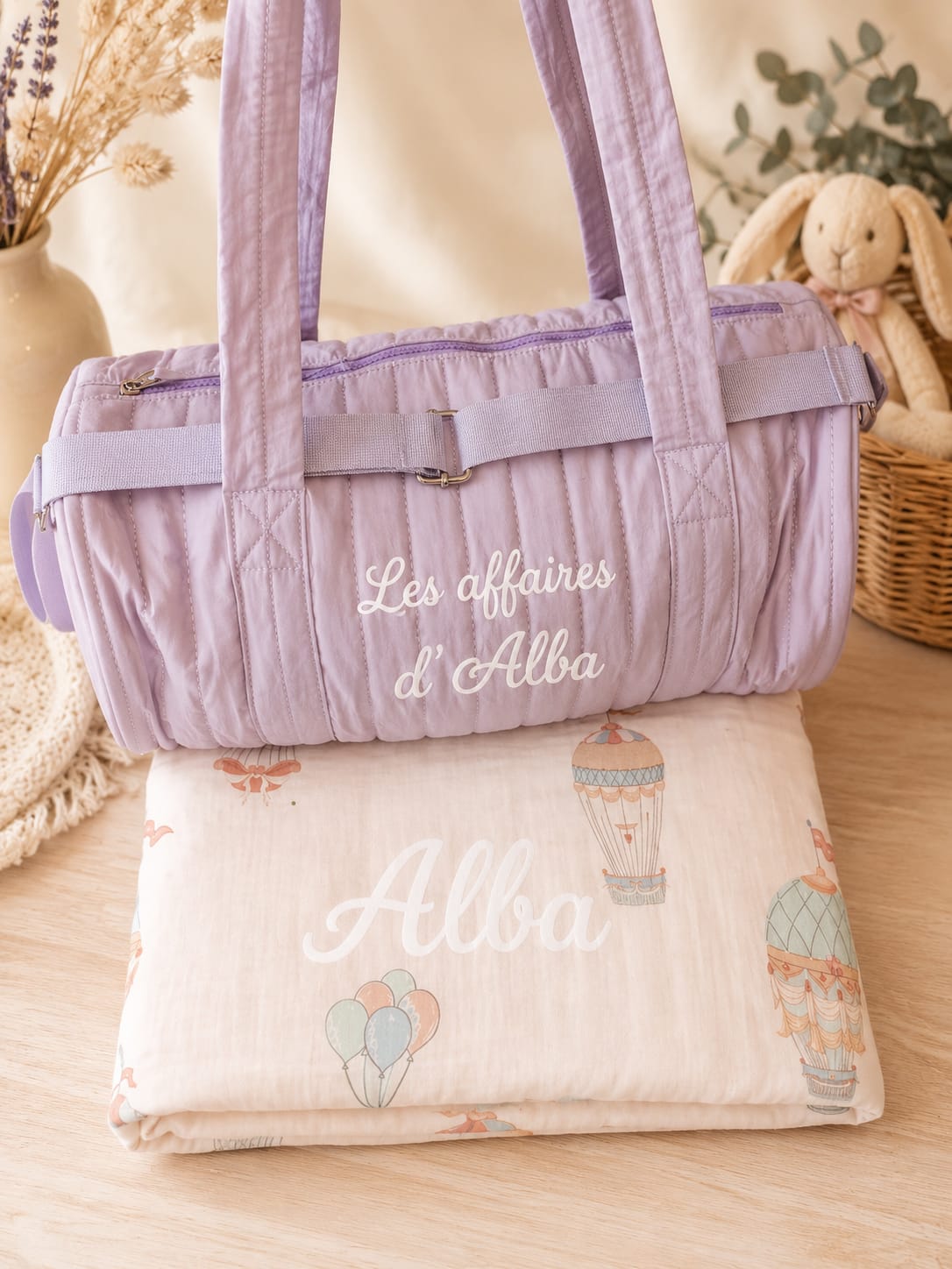 Kit sieste maternelle personnalisé - Couverture & Sac de transport