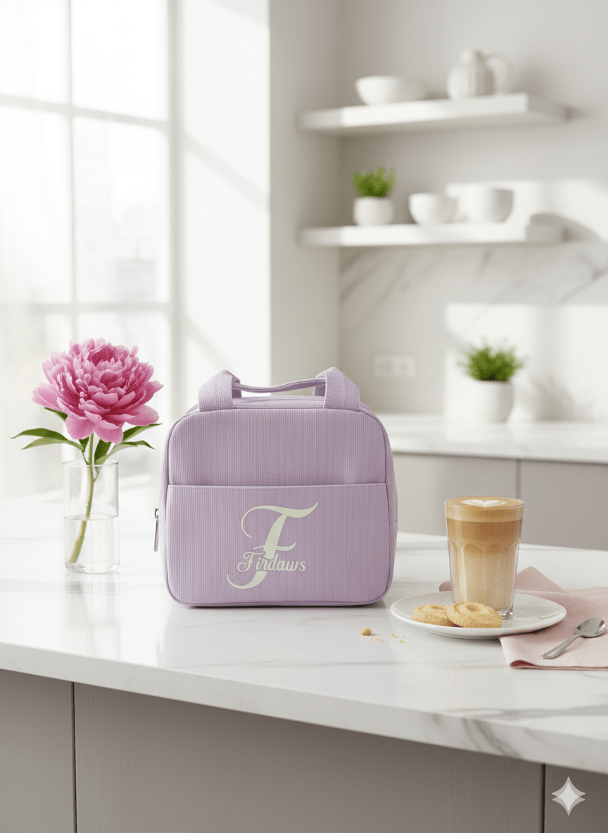 Lunch Bag Rose Femme Velours Isotherme - Sac Repas Élégant - Les Pépites Créatives