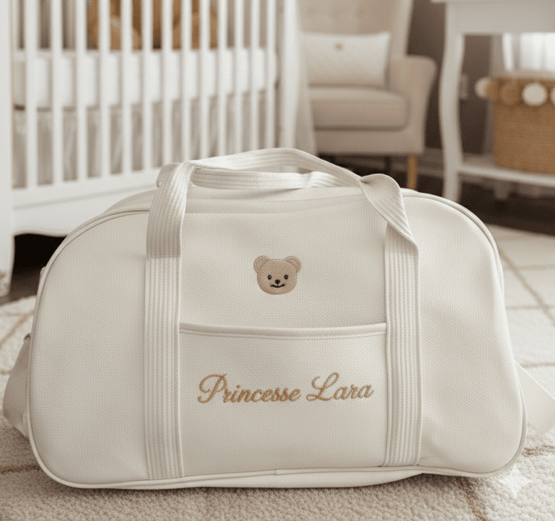 Sac à langer personnalisé beige - Les Pépites Créatives