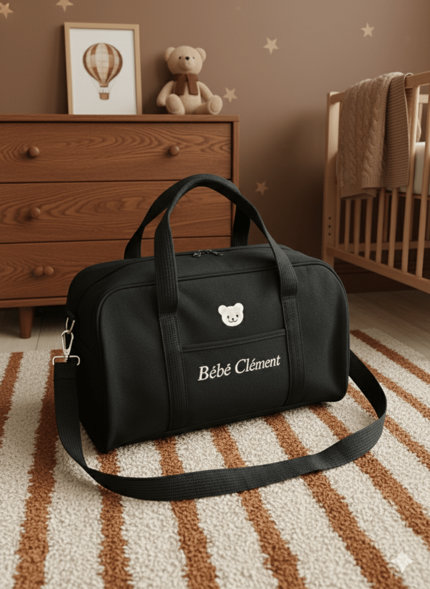 Sac à langer personnalisé noir - Les Pépites Créatives